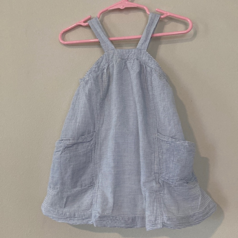 BabyGap 2T toddler dress blue stripe cotton pockets sundress